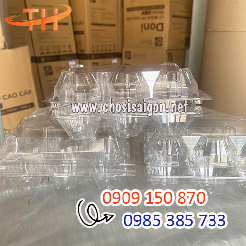 Vỉ nhựa đựng trứng 6 quả loại ấn nút, ghim bấm giá rẻ