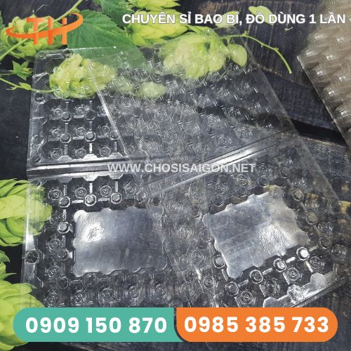 Vỉ nhựa kiếng ghim bấm đựng trứng cút 30 quả