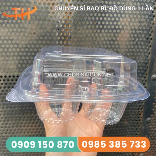 Vỉ nhựa đựng trứng 4 quả loại ghim bấm/nút gài