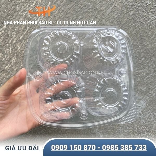 Vỉ nhựa 4 quả đựng trứng muối, bắc thảo