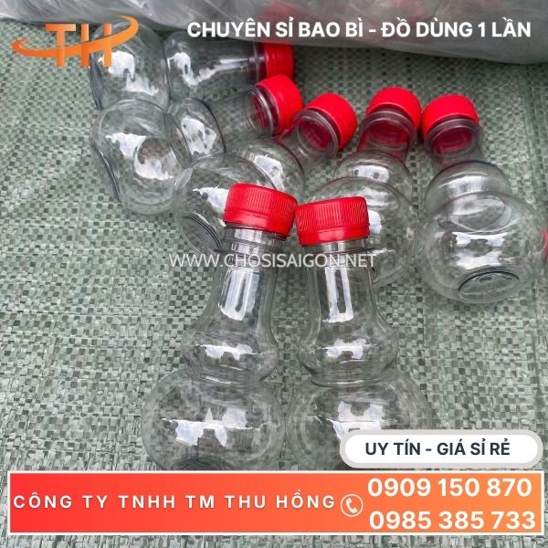 Vỏ chai nhựa hồ lô 150ml nắp đỏ chuyên sỉ rẻ