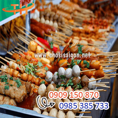 Cây que xiên cá viên, xúc xích, thịt phân phối sỉ rẻ