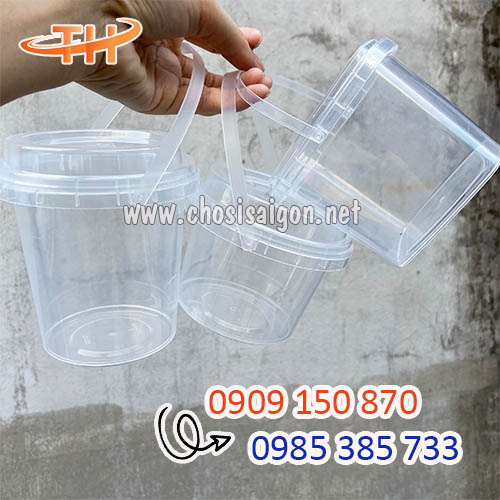 Xô nhựa tròn, vuông có nắp, có quai cầm giá rẻ HCM