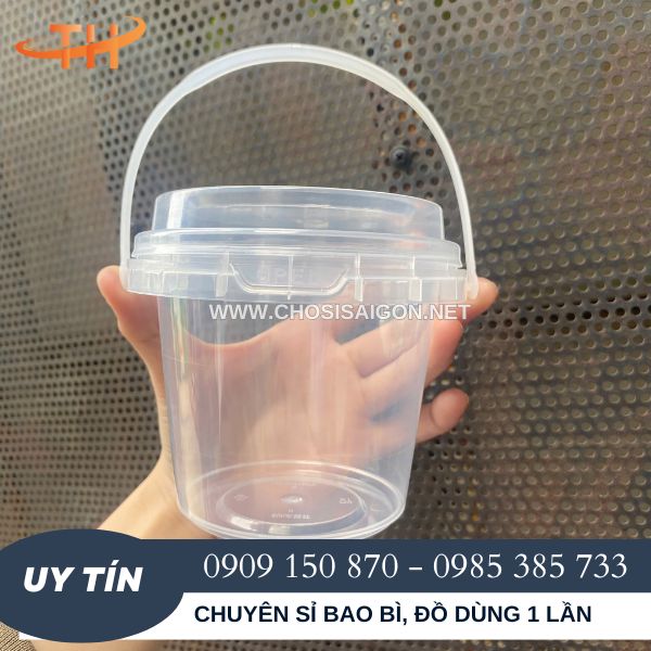 Xô nhựa tròn mini 500ml đựng trà sữa giá rẻ