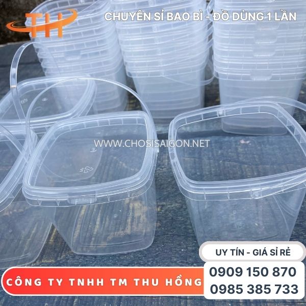 Xô nhựa trà sữa PP vuông 700ml đựng trà sữa giá rẻ