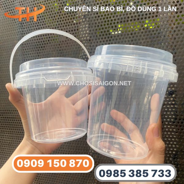 Xô nhựa tròn nhỏ 500ml, 700ml có quai cầm giá rẻ