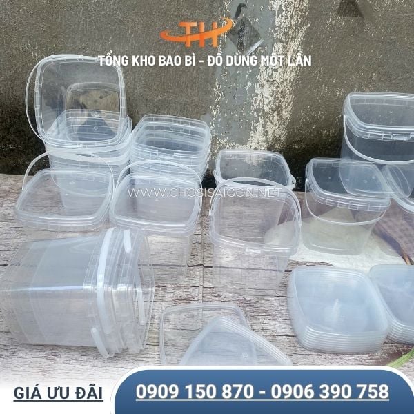 Xô nhựa vuông 2 lít nhẹ, bền, dễ vệ sinh