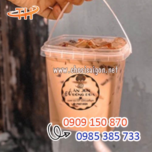 Xô nhựa vuông đựng trà sữa 1000ml giá rẻ nhất