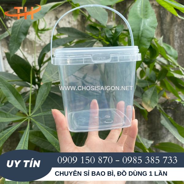 Xô nhựa vuông 700ml có nắp sỉ rẻ