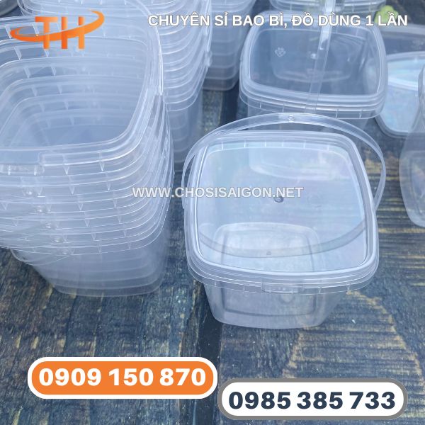 Xô nhựa vuông 500ml đựng thức uống giá rẻ