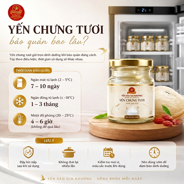 Yến chưng tươi bảo quản được bao lâu Yến chưng tươi bảo quản được bao lâu