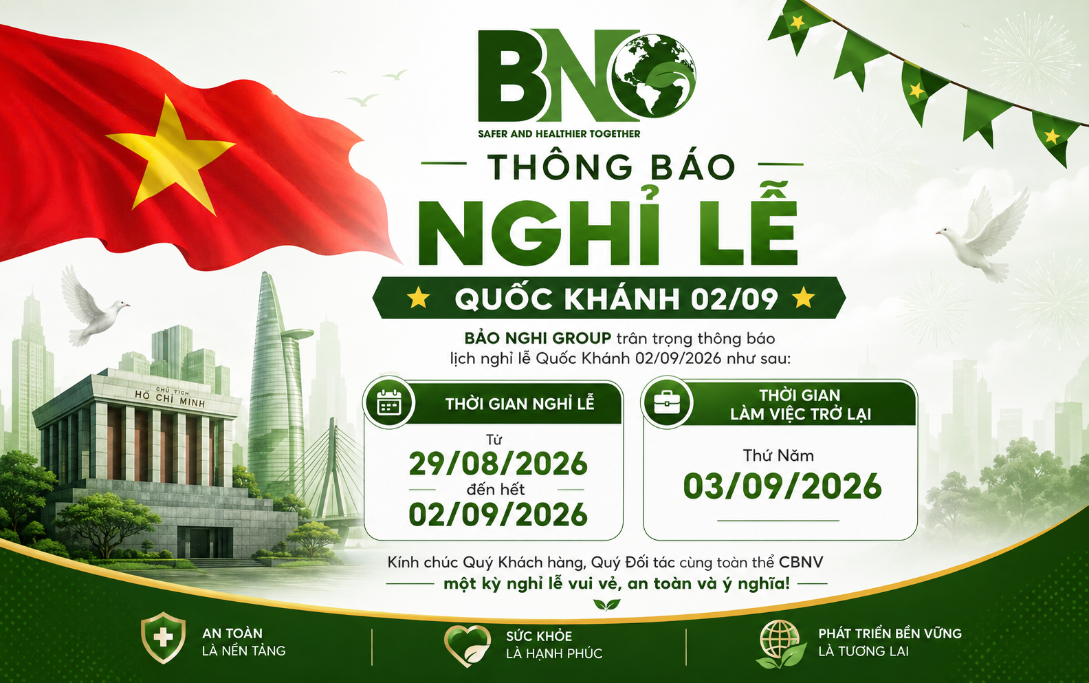 BẢO NGHI GROUP THÔNG BÁO LỊCH NGHỈ LỄ QUỐC KHÁNH 02/09/2026 BẢO NGHI GROUP THÔNG BÁO LỊCH NGHỈ LỄ QUỐC KHÁNH 02/09/2026