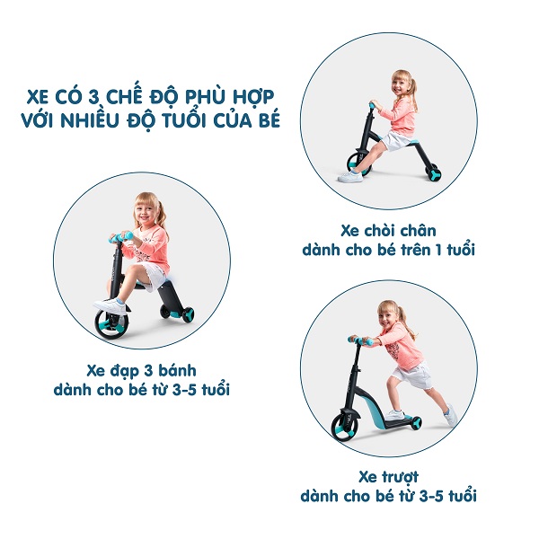 Xe Scooter Nadle TF5in1 - Xe chòi chân giúp bé di chuyển khắp mọi nơi