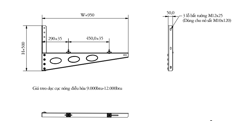 GIÁ TREO TƯỜNG DỌC MÁY 9000-12000 BTU/h