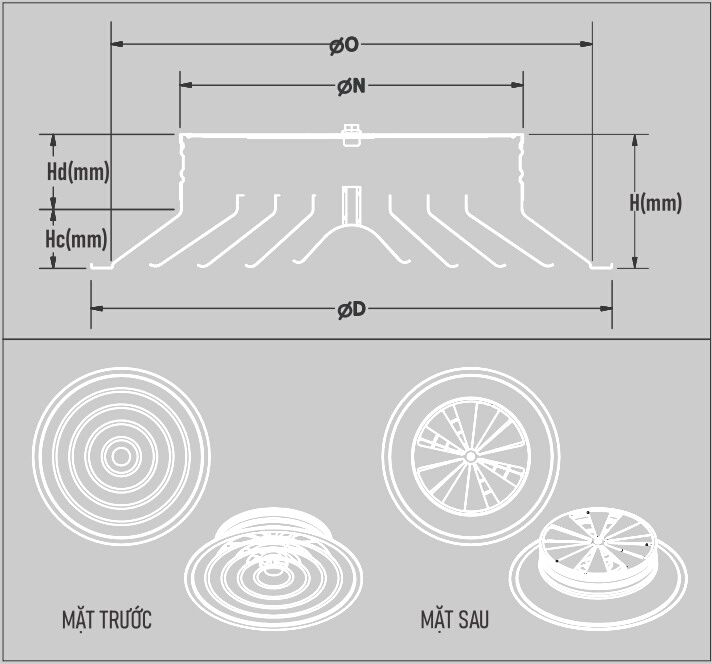Cấu tạo cửa gió, miệng gió khuếch tán tròn bốn lõi D300 Starduct Cấu tạo cửa gió, miệng gió khuếch tán tròn bốn lõi D300 Starduct