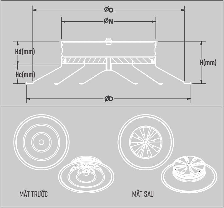 Cấu tạo cửa gió, miệng gió khuếch tán tròn hai lõi D300 Starduct Cấu tạo cửa gió, miệng gió khuếch tán tròn hai lõi D300 Starduct