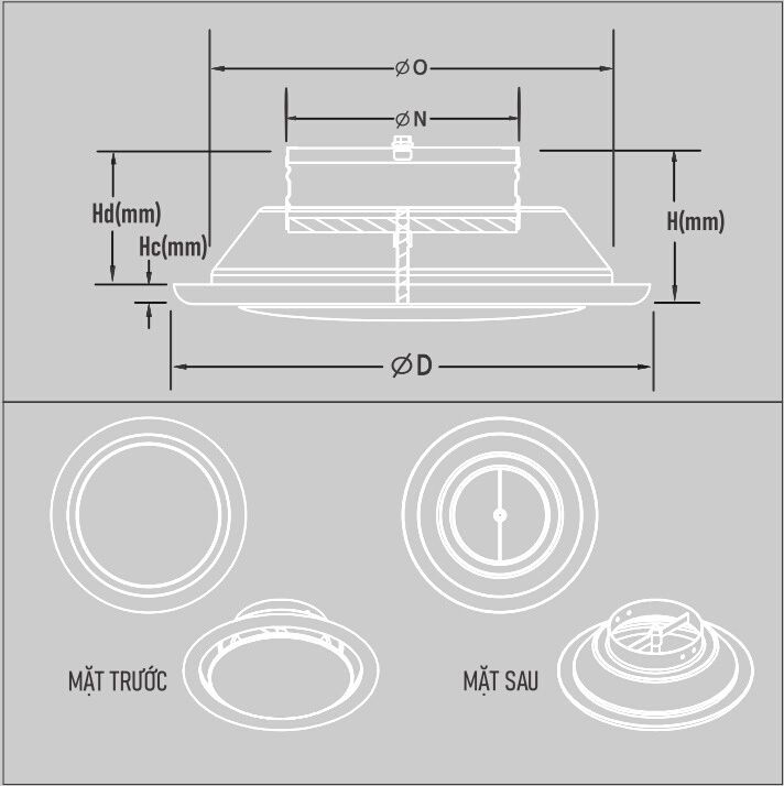 Cấu tạo cửa gió, miệng gió khuếch tán tròn van đĩa D400 Starduct Cấu tạo cửa gió, miệng gió khuếch tán tròn van đĩa D400 Starduct