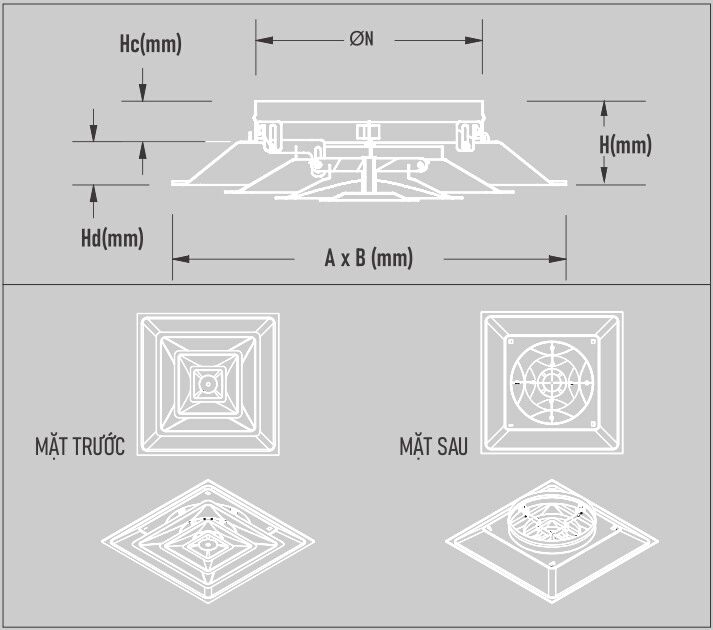 Cấu tạo cửa gió, miệng gió khuếch tán vuông ba lõi 600x600 Starduct Cấu tạo cửa gió, miệng gió khuếch tán vuông ba lõi 600x600 Starduct