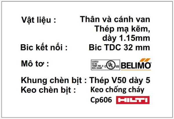 Cấu tạo vật liệu van ngăn cháy Starduct S-FD-M Cấu tạo vật liệu van ngăn cháy Starduct S-FD-M