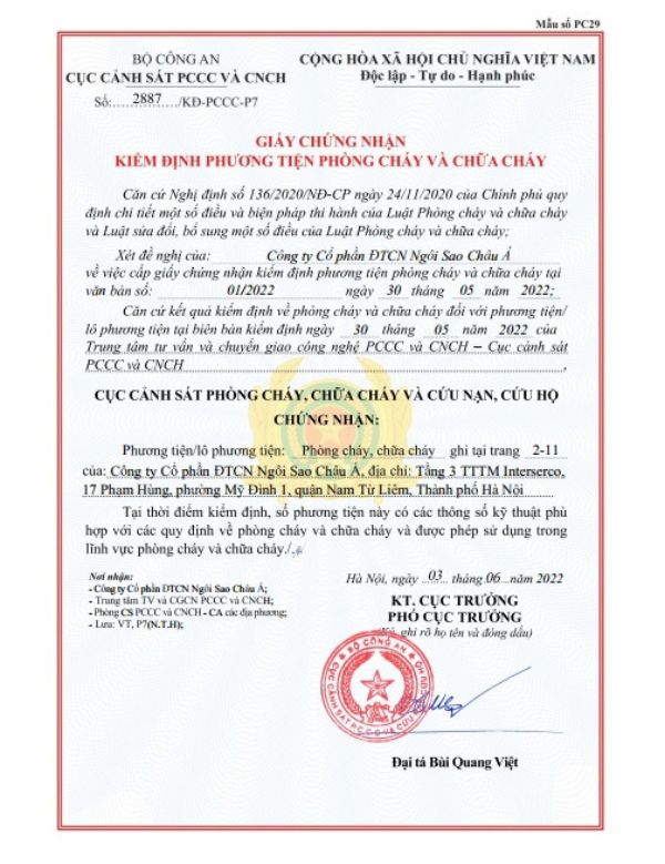 Chứng nhận kiểm định van ngăn cháy Starduct Chứng nhận kiểm định van ngăn cháy Starduct