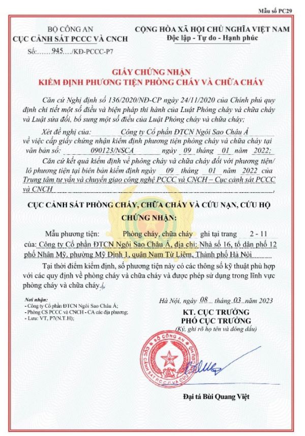 Giấy chứng nhận kiểm định mẫu đại diện Van ngan cháy EI tổ hợp mở rộng Starduct Giấy chứng nhận kiểm định mẫu đại diện Van ngan cháy EI tổ hợp mở rộng Starduct