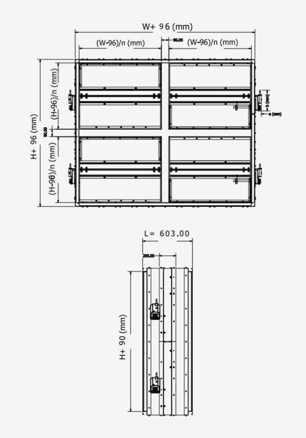 Kích thước van ngăn cháy cách nhiệt Starduct EI-120 loại đa thân Kích thước van ngăn cháy cách nhiệt Starduct EI-120 loại đa thân
