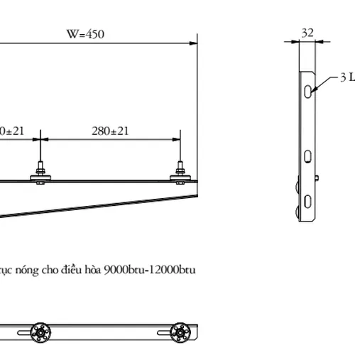 GIÁ TREO TƯỜNG MÁY 9000-12000 BTU/h