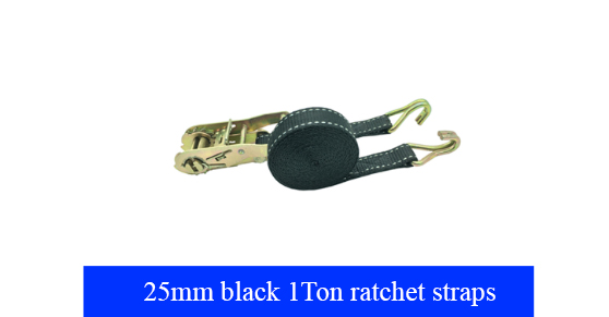 25mm black 1Ton ratchet straps