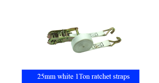 25mm white 1 Ton ratchet straps