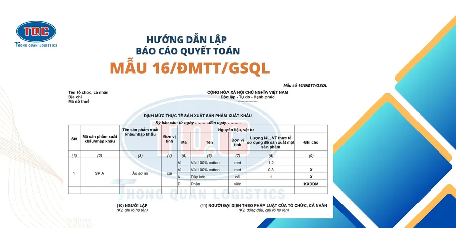 Hướng dẫn lập mẫu báo cáo quyết toán 16/ĐMTT/GSQL