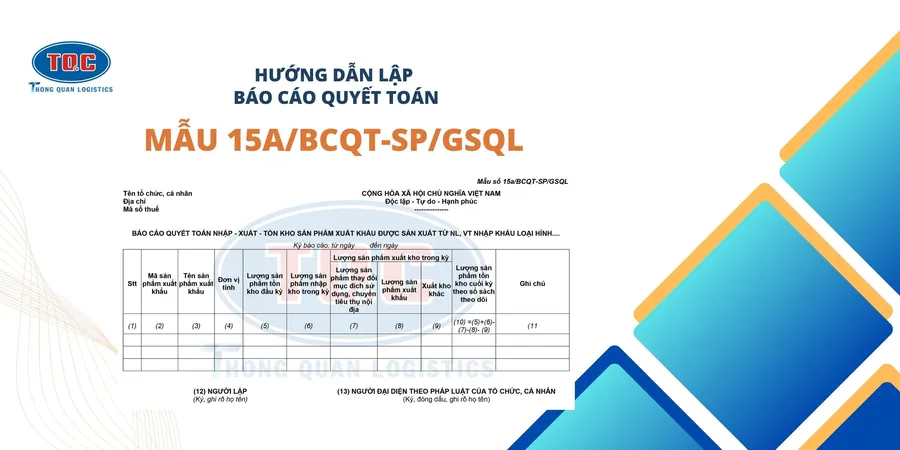 Hướng Dẫn Lập Mẫu Báo Cáo Quyết Toán 15a/BCQT-SP/GSQL