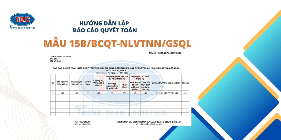 Hướng Dẫn Lập Mẫu Báo Cáo Quyết Toán 15b/BCQT-NLVTNN/GSQL
