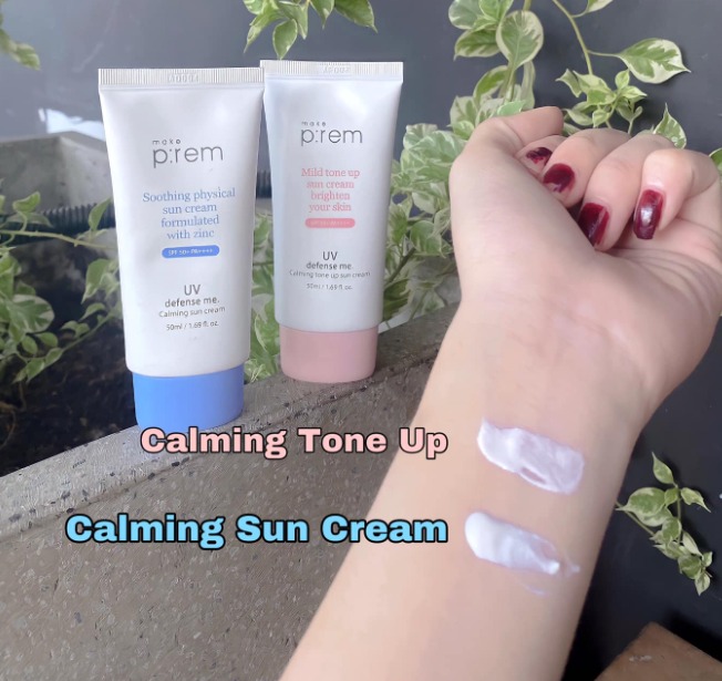 Kem chống nắng vật lý Make p:rem UV Defense Me dòng Calming Sun Cream & Calming Tone Up
