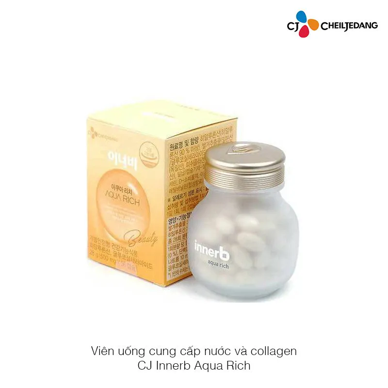 Viên Uống Cấp Nước Bổ Sung Collagen Giúp Da Sáng và Căng Bóng Săn Chắc CJ Innerb Aqua Rich