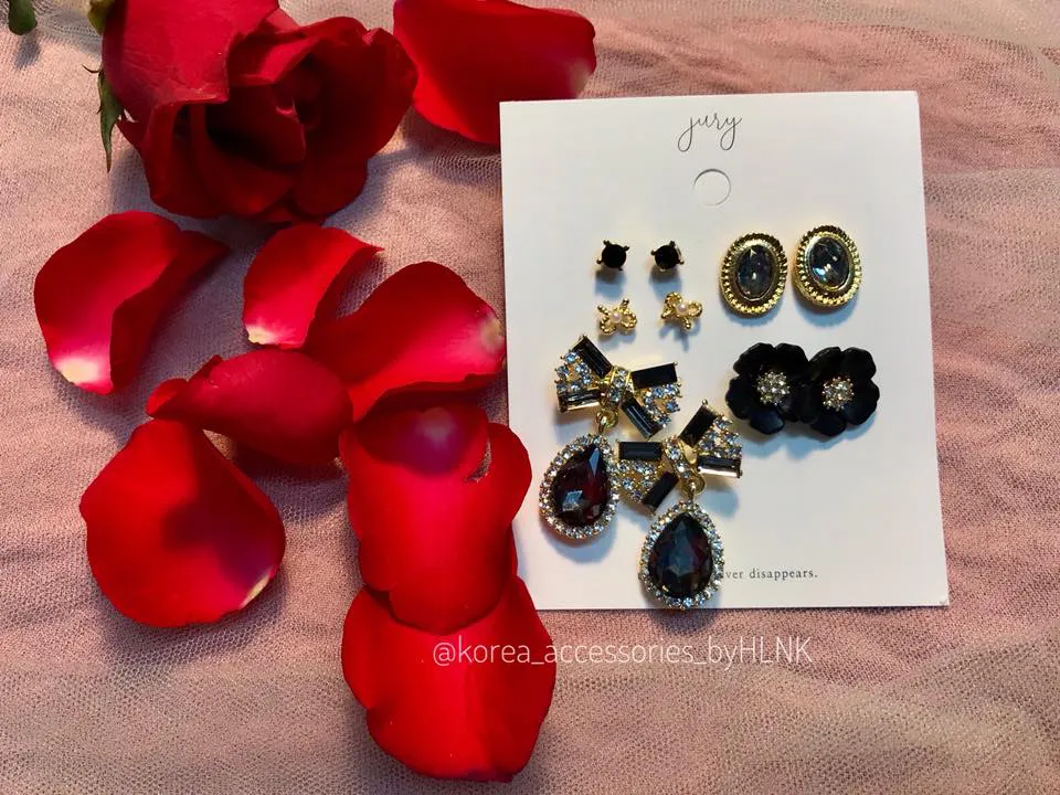 Bộ bông tai Black Ribbon Earring Set