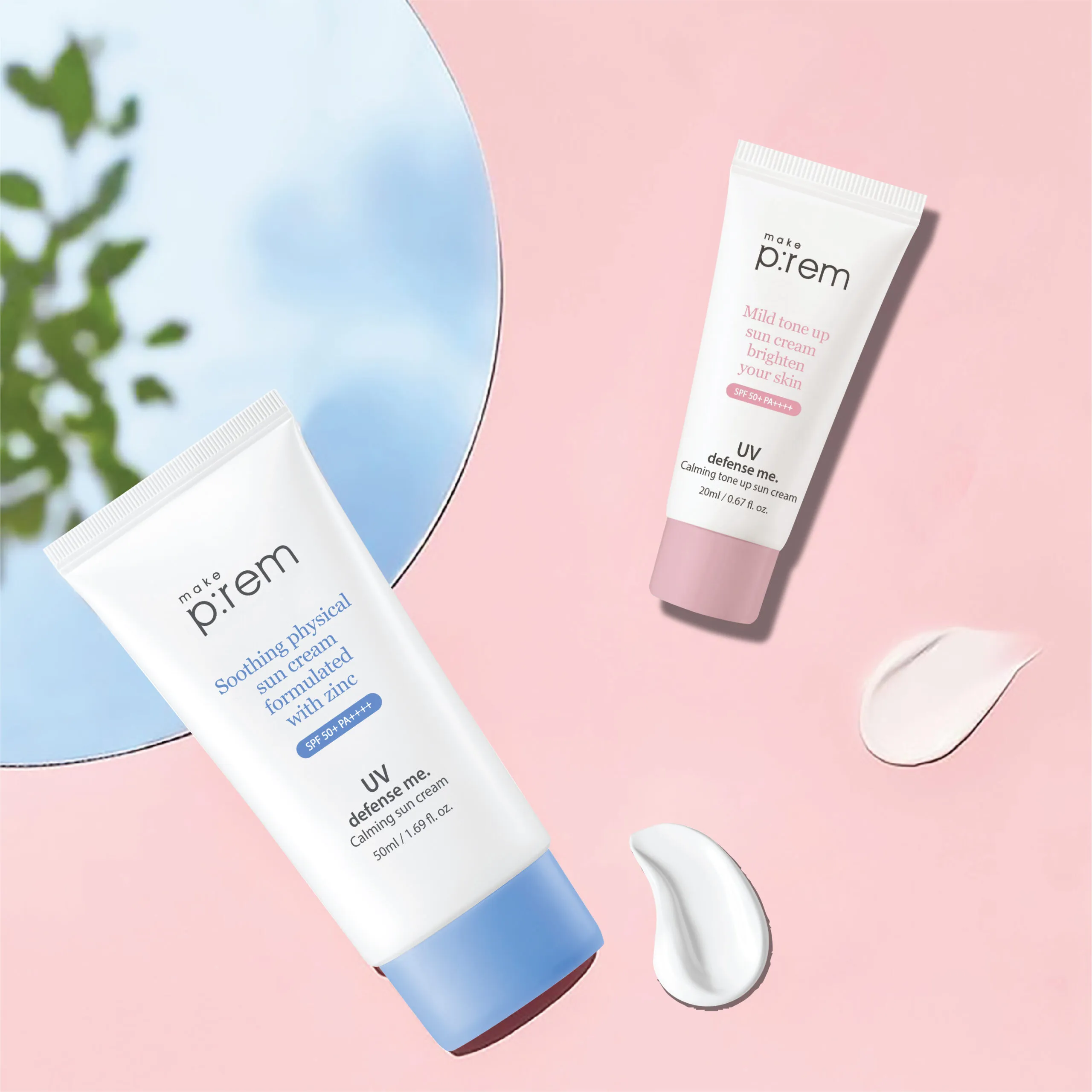 Kem chống nắng vật lý Make p:rem UV Defense Me dòng Calming Sun Cream & Calming Tone Up