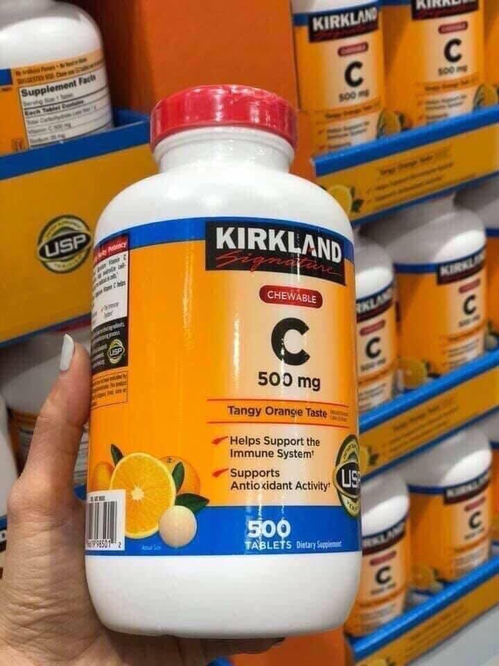 Viên ngậm đẹp da và đẩy xa độc tố Vitamin C 500mg Kirkland Signatuare 500 viên