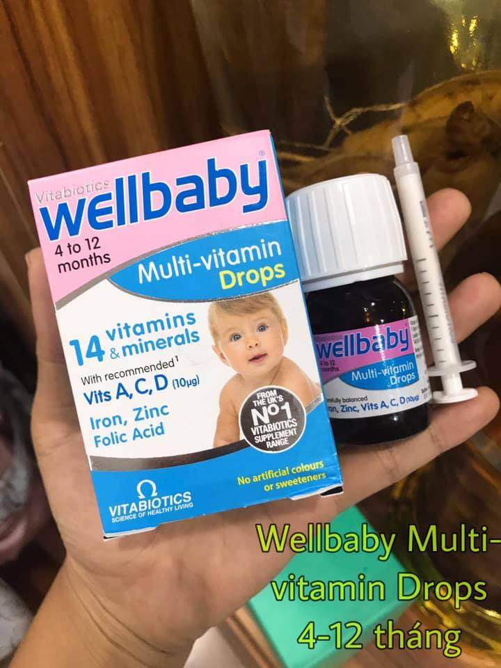 Vitamin tổng hợp dành cho trẻ từ 4 đến 12 tháng tuổi Vitabiotics Wellbaby Multi-Vitamin Drops 30ml