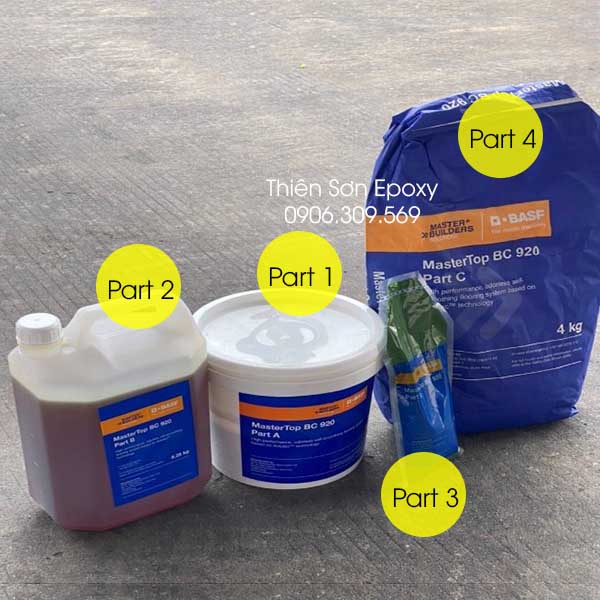Sơn sàn MasterTop BC 920 gồm 4 thành phần. Sơn sàn MasterTop BC 920 gồm 4 thành phần.