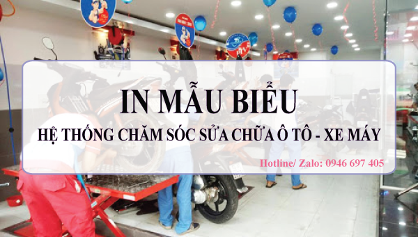 In Mẫu Biểu Sửa Chữa Ô Tô Xe Máy Theo Yêu Cầu - in ktc