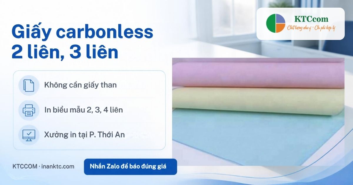 Giấy carbonless 2 liên, 3 liên tại KTCCOM Giấy carbonless 2 liên, 3 liên – giấy in biểu mẫu nhiều liên tại xưởng KTCCOM
