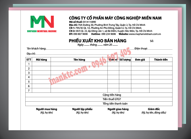 Mẫu phiếu xuất kho 3 liên tại quận 12 Mẫu phiếu xuất kho 3 liên tại quận 12