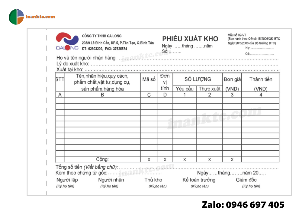 Mẫu in phiếu xuất kho màu tại Tân Bình Mẫu in phiếu xuất kho tại tân bình