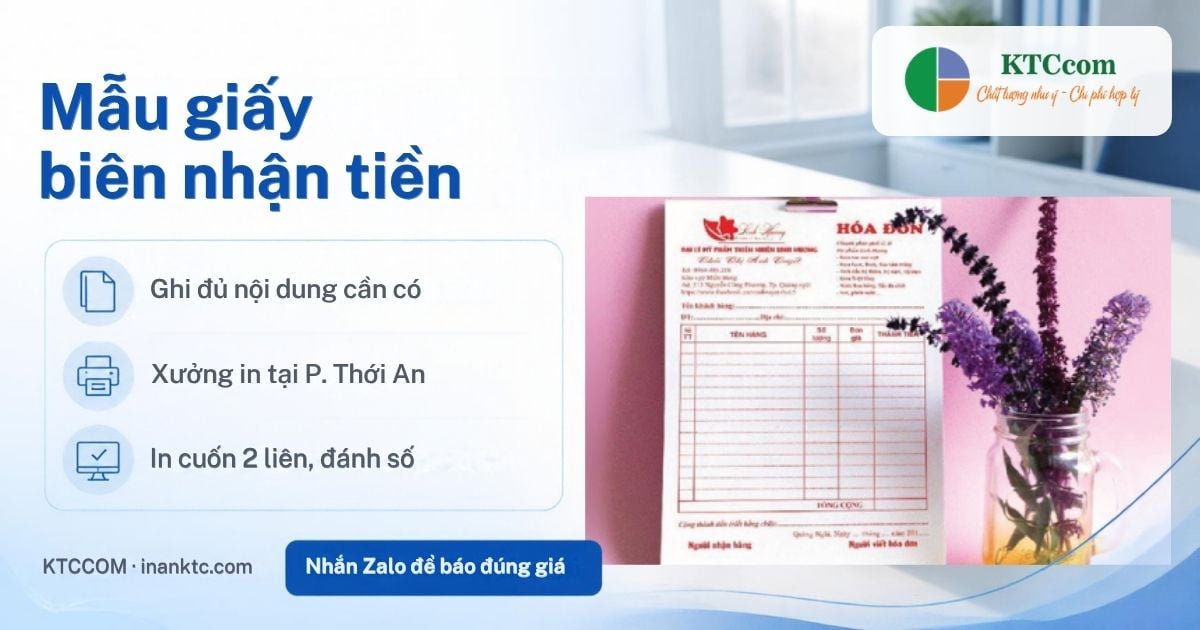 Mẫu giấy biên nhận tiền - ảnh đại diện bài viết của xưởng in KTCCOM