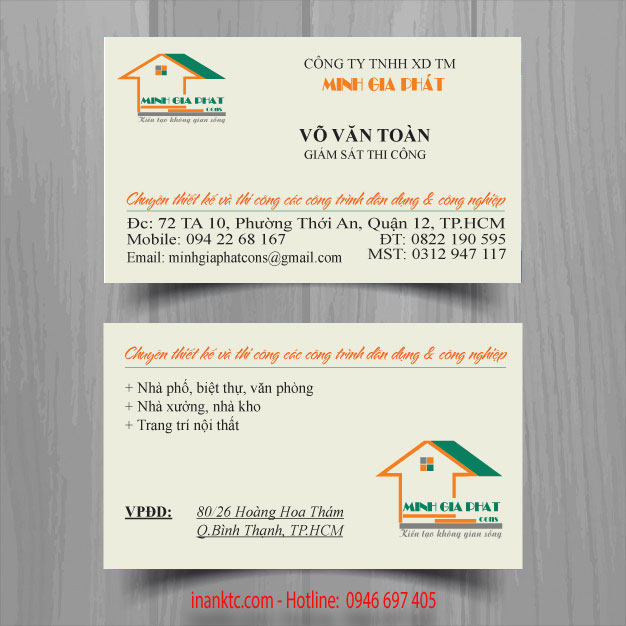 In Name card in name card tại bình thạnh công ty Minh Gia Phát