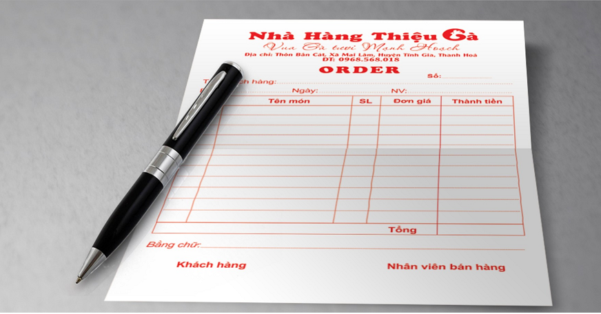 Mẫu order 1 liên cho nhà hàng Mẫu order 1 liên cho nhà hàng
