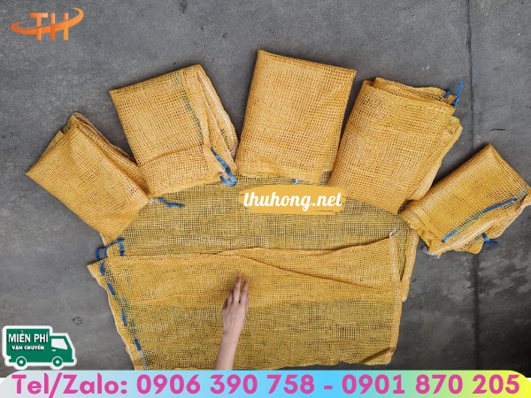 bao tải lưới vàng kích cỡ 60x90cm