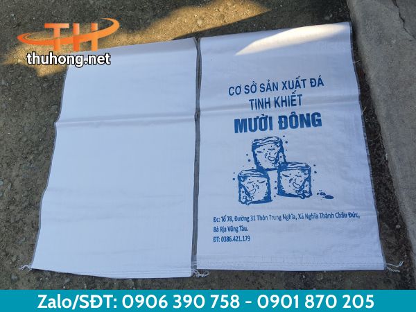 Bao nước đá in logo màu trắng Bao nước đá in logo màu trắng