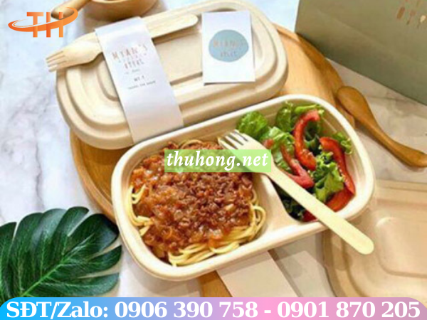 Hộp bã mía 2 ngăn nắp rời