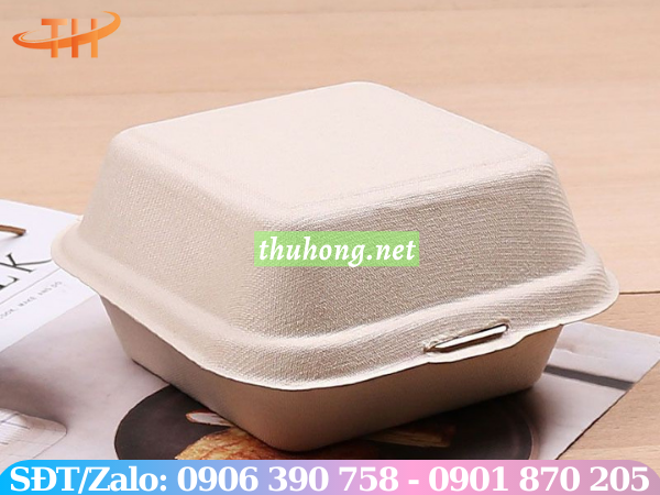 Hộp bã mía vuông đựng cơm, xôi